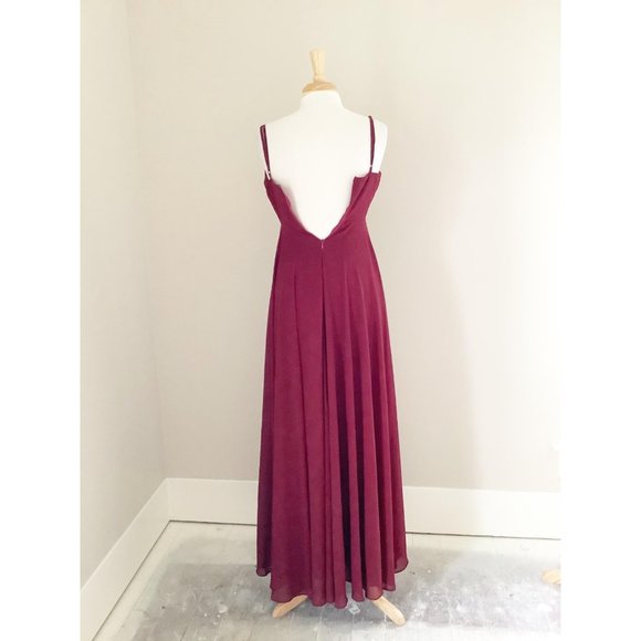 Lulu's Burgundy Red Sleeveless V-Neck Maxi Dress S - Picture 3 of 9